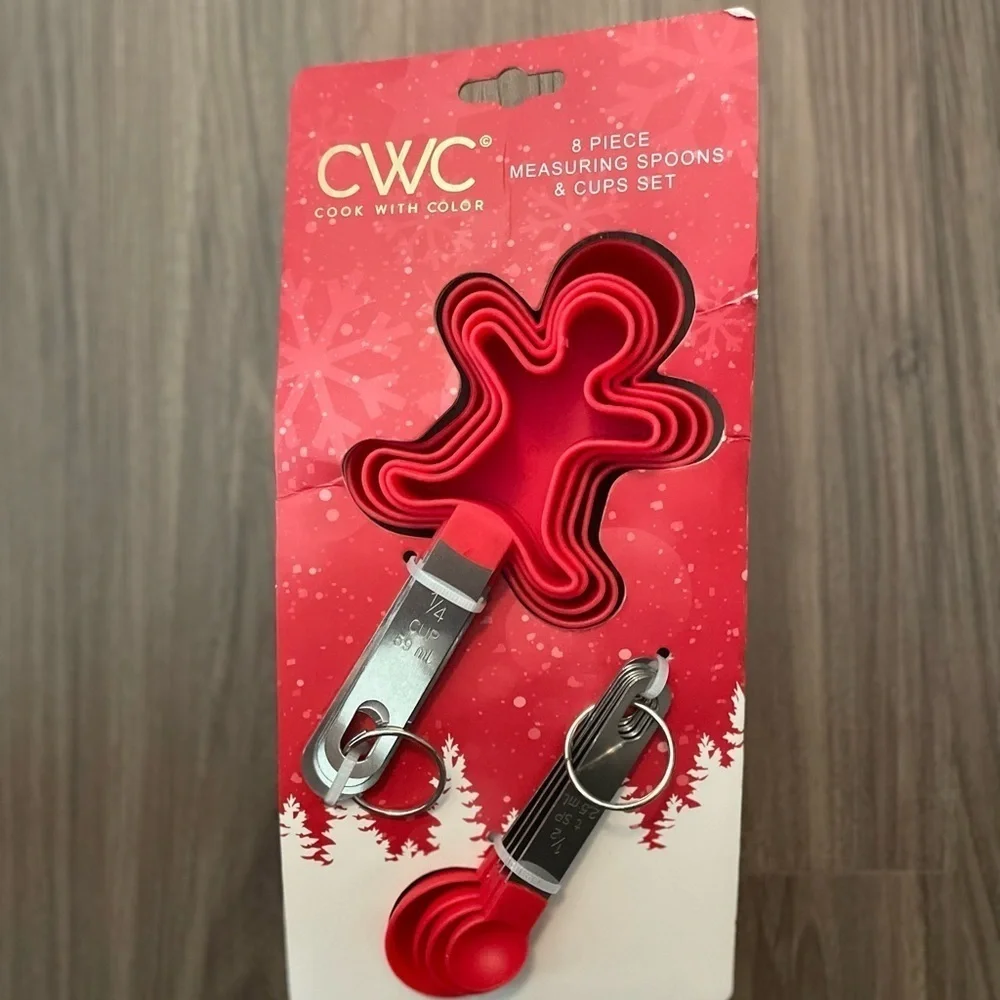 CWC 8 piece Holiday Red Measuring Spoons & Cups Set -NWT